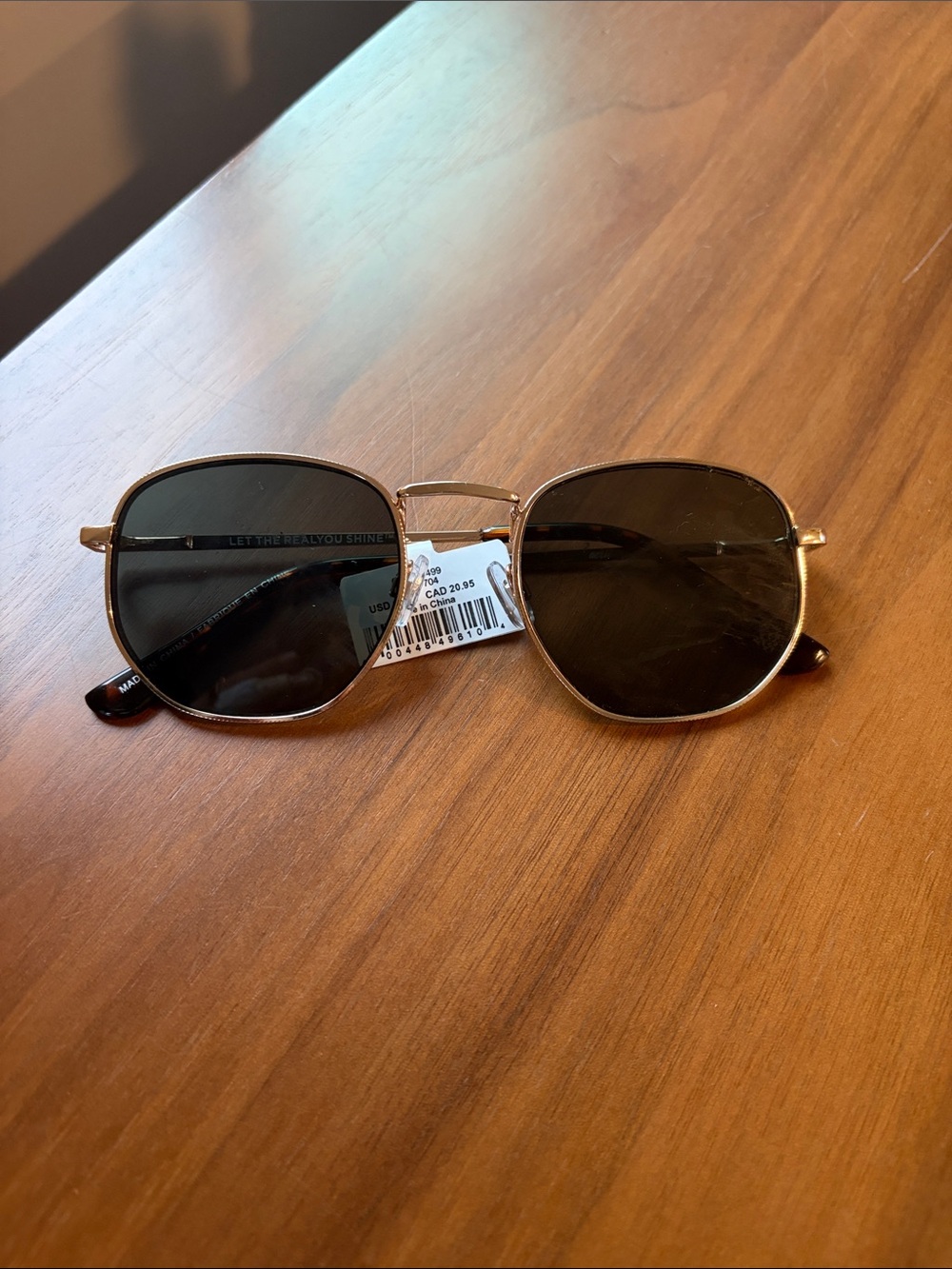 aerie Tortoise and Gold Sunglasses with Dark Lenses